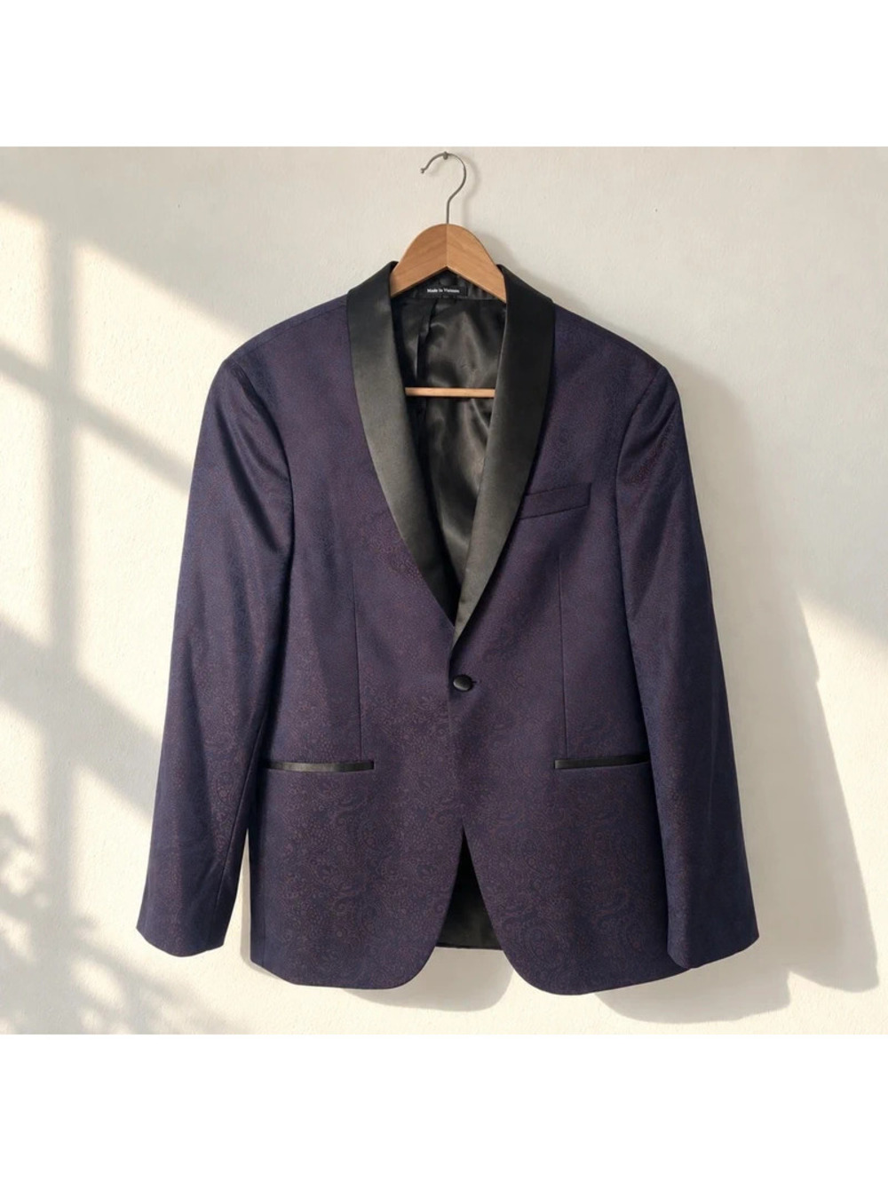 Egara Mens 40L Purple Paisley Slim Fit Tuxedo Dinner Jacket Blazer NWT